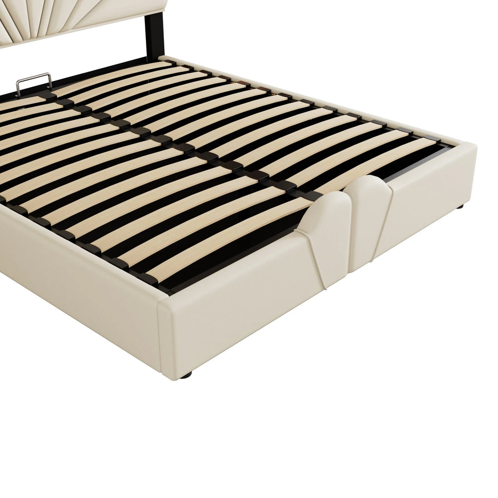 Queen Size Beige Platform Bed Q8378