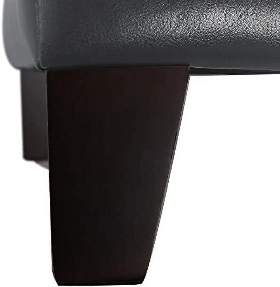 18" Square Faux-Leather Tufted Cube Ottoman with 4 Solid Wood Legs Q4310
