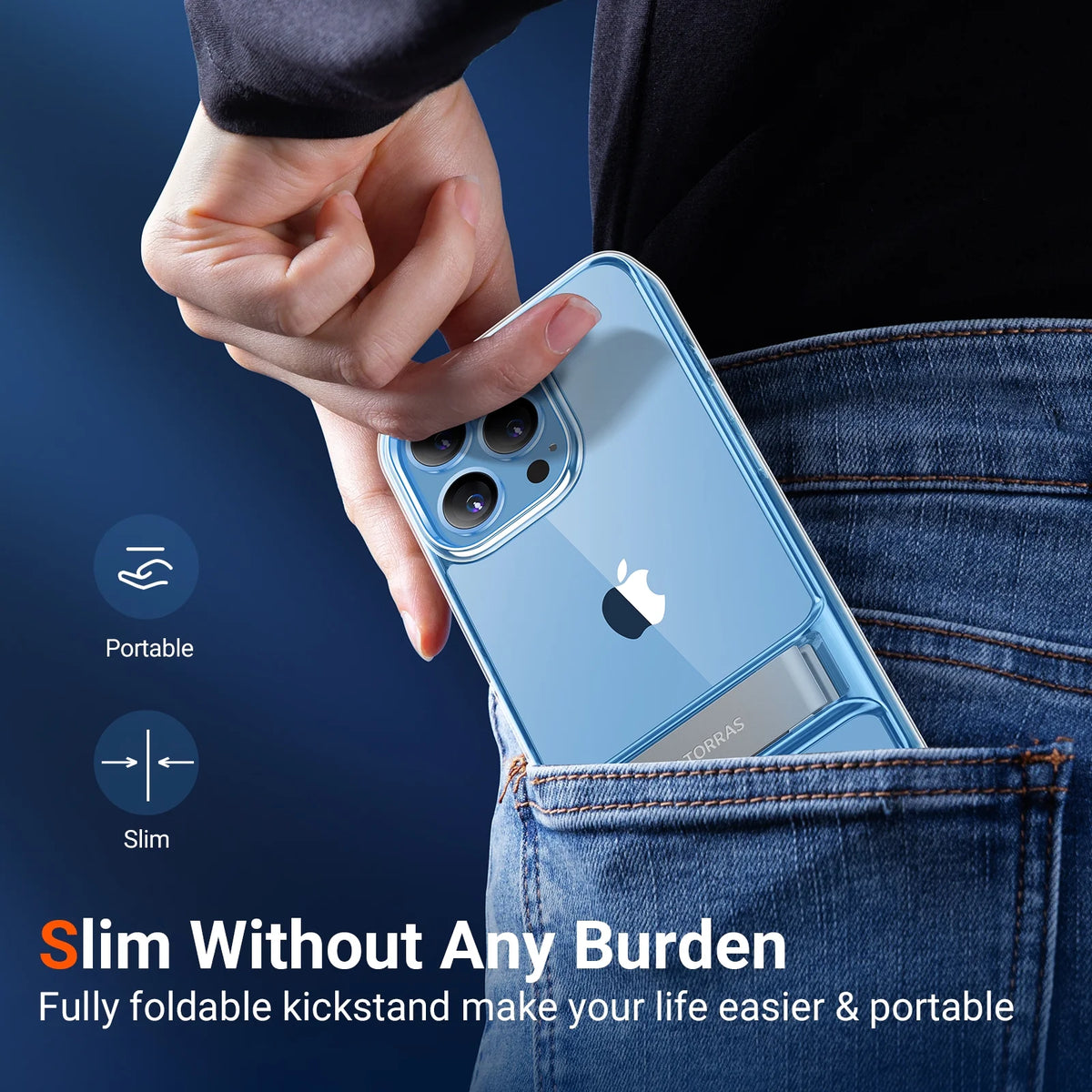 Clear 3-Way Stand Shockproof iPhone 13 Case A9781