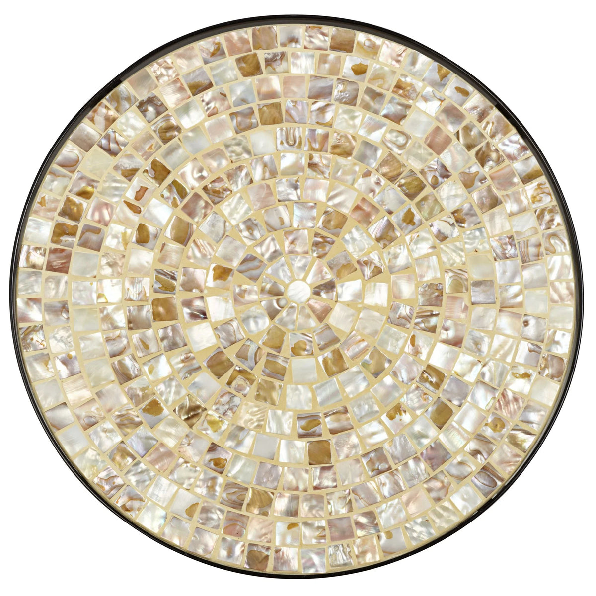 Black Round Outdoor Accent Side Table 14" Wide Mosaic Tabletop G12385
