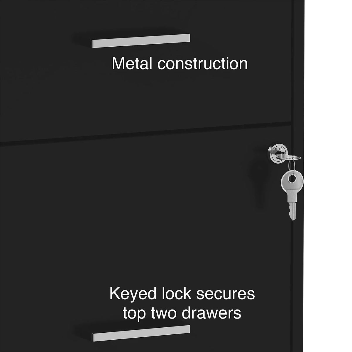 4 Drawer Vertical File Cabinet Locking Letter Black V86033
