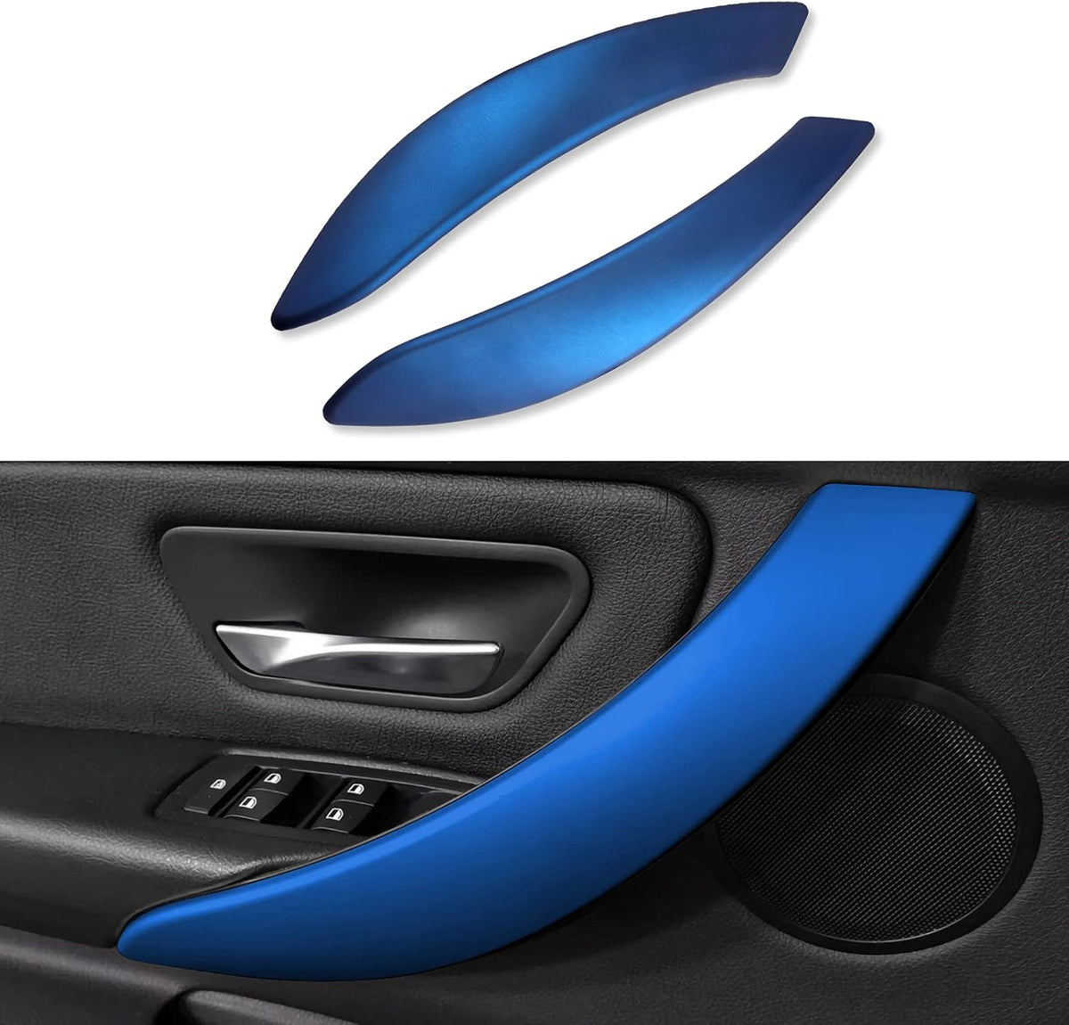 2PCS Car Door Handles Cover Sticker Decal ABS Trim (Blue) W3889