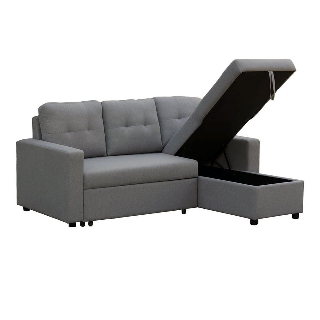 Gray Fabric Reversible Sleeper Sectional D9708