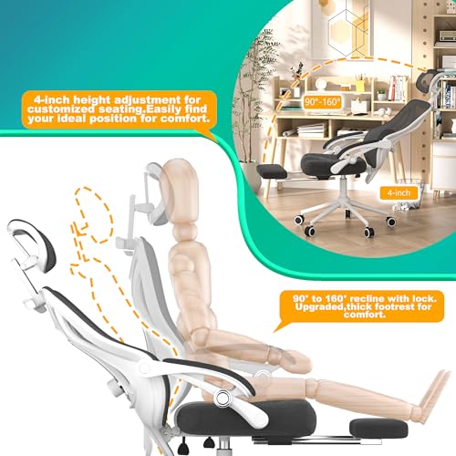 Black Ergonomic Office Chair with Footrest K801