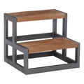 Wood Bed Steps Iron Frame Gunmetal Gray T7628