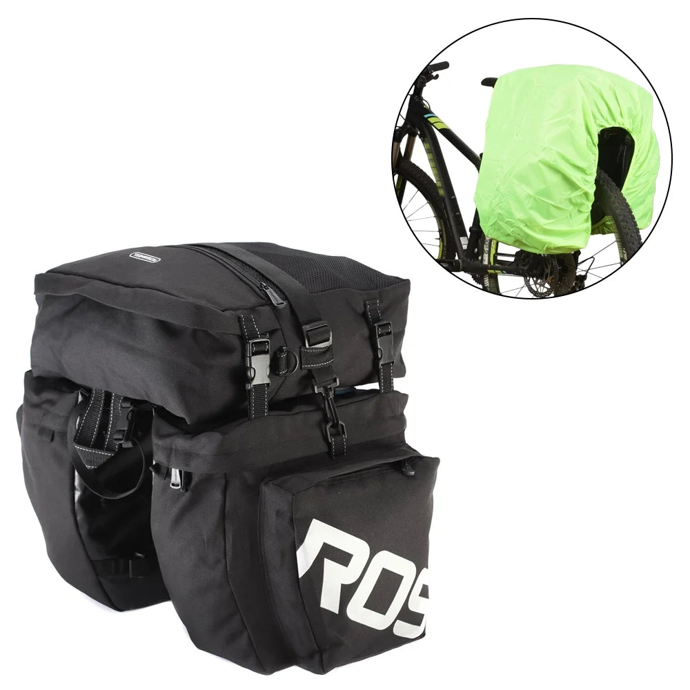 3 in 1 Multifunction Mountain Bike Bag Pannier Rear Seat Trunk Bag with Waterproof Rain Cover M23613