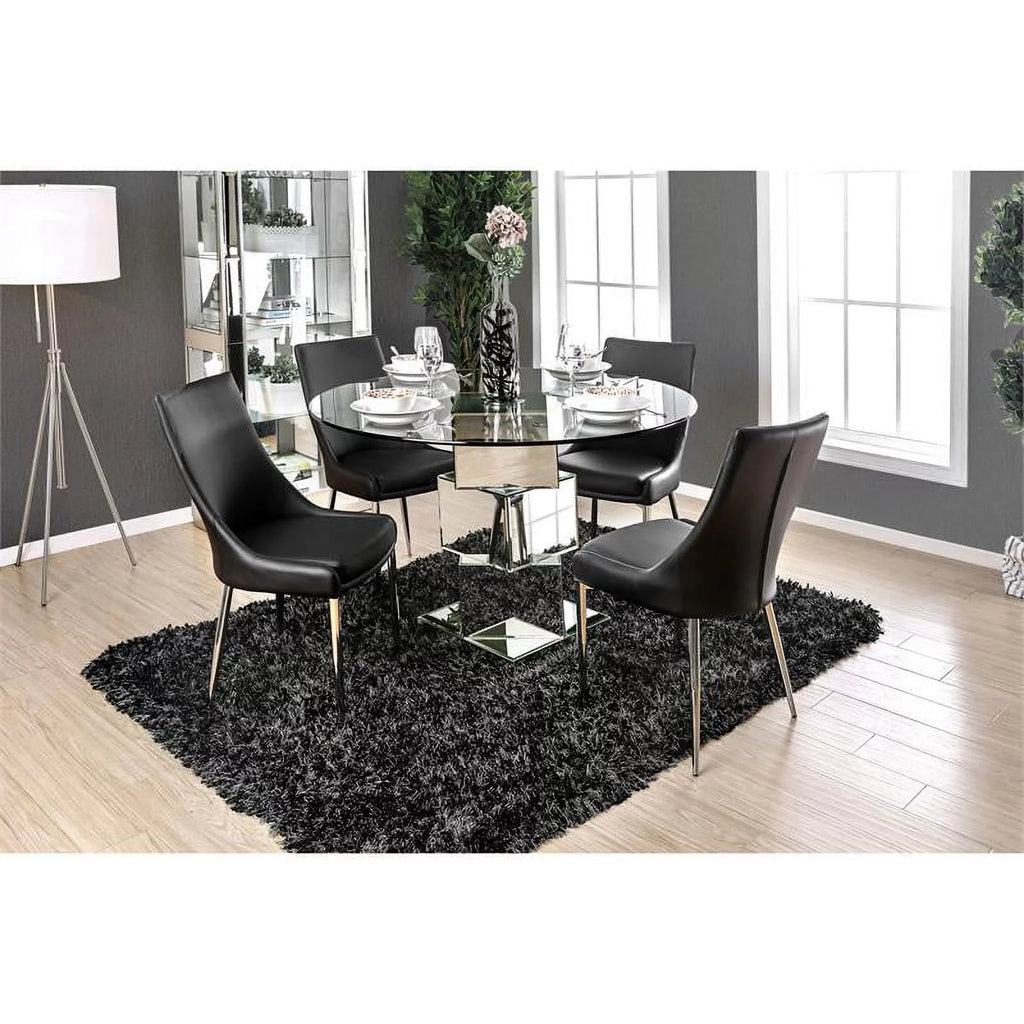 Glass Top 5-Piece Dining Table Set in Black B437