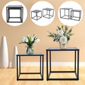 Square Coffee Table End Table Metal Side Table Matt Black R399059