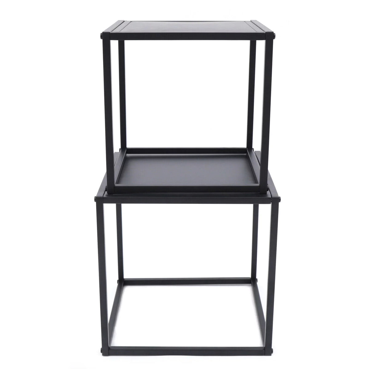 Square Coffee Table End Table Metal Side Table Matt Black R399059