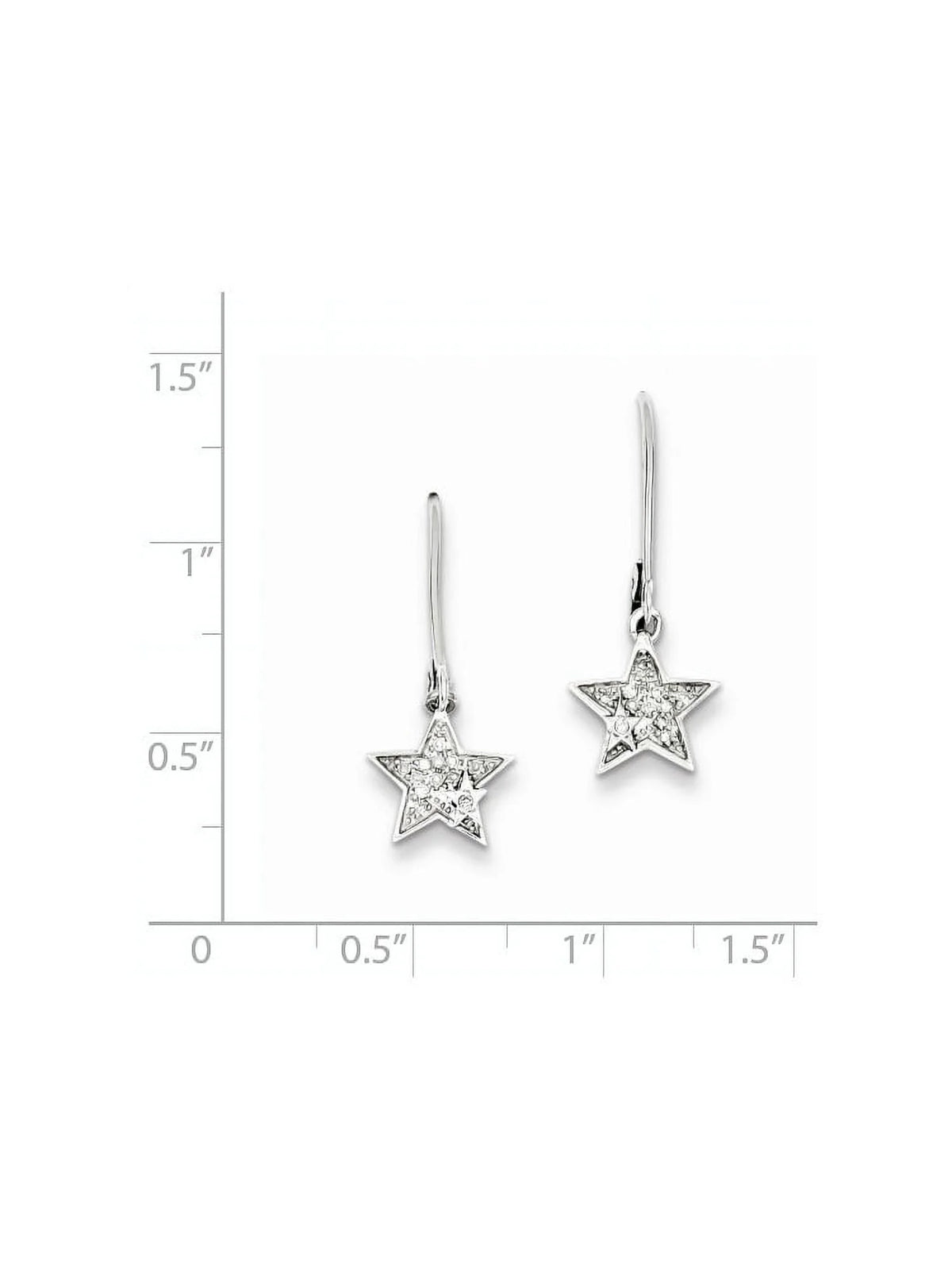 Sterling Silver Rhodium-plated Diamond Leverback Earrings N1857