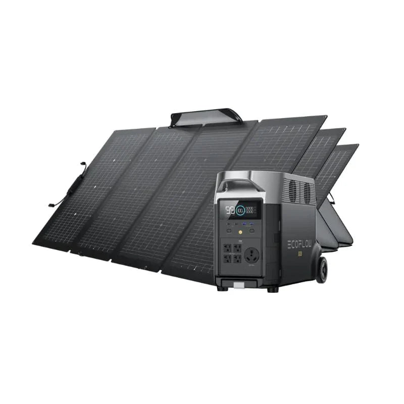 DELTA Pro Portable Power Station and 3 x Bifacial Portable Solar Panel Z71268