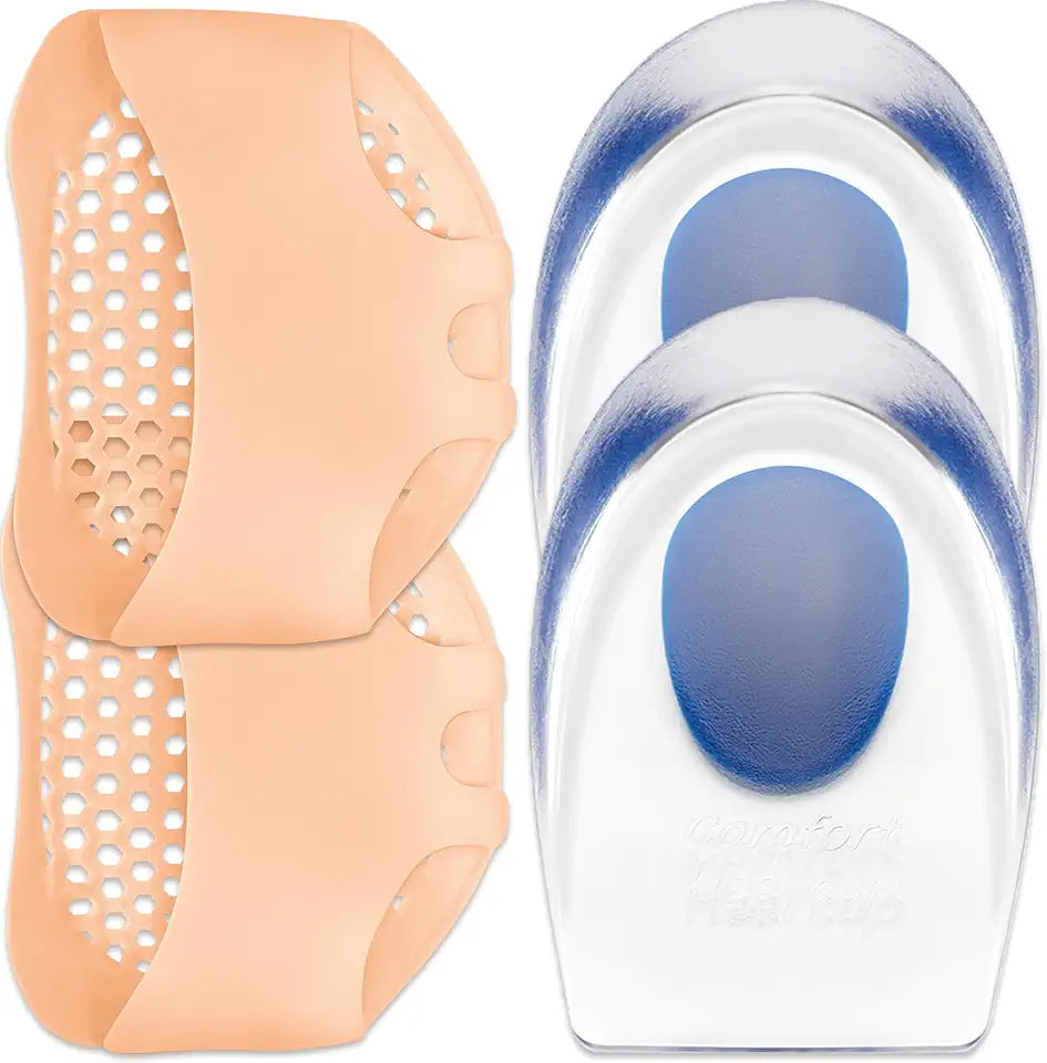 2 Pack Gel Silicone Heel Cups and 4 Pcs Metatarsal Foot Pads Q76370