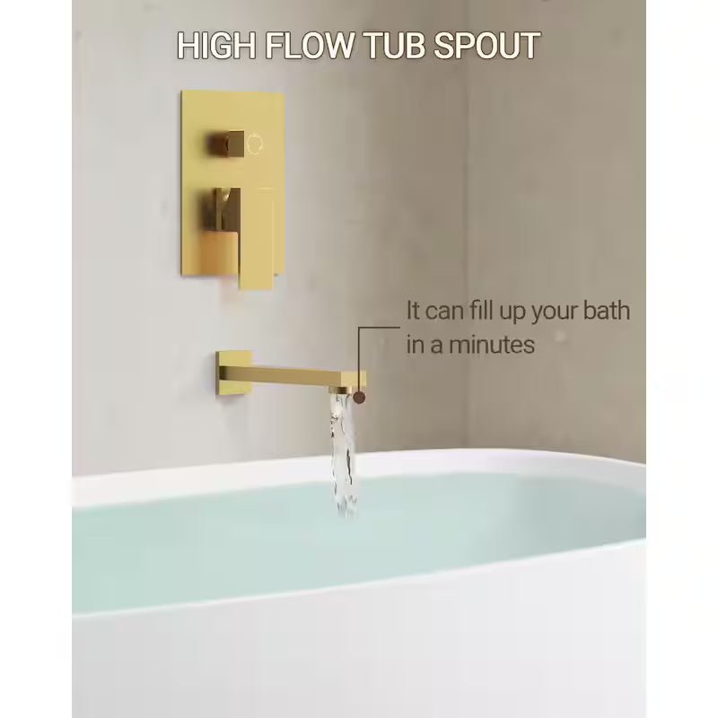 10 in. Wall Mount Shower Head and Tub Faucet 2.5 GPM Brushed Gold M95038