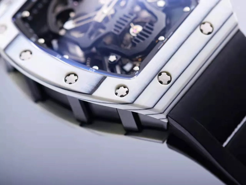 Black Dial White Bezel Black Rubber Strap Tourbillon W903414