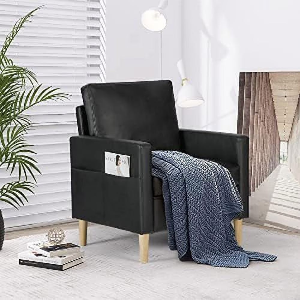 Black Faux Leather Accent Arm Chair X5672
