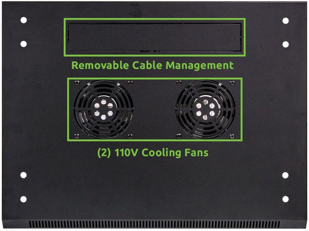 12U Wallmount Cabinet Enclosure 19-Inch Server Network Rack with Locking Glass Door Black with Shelves K6938