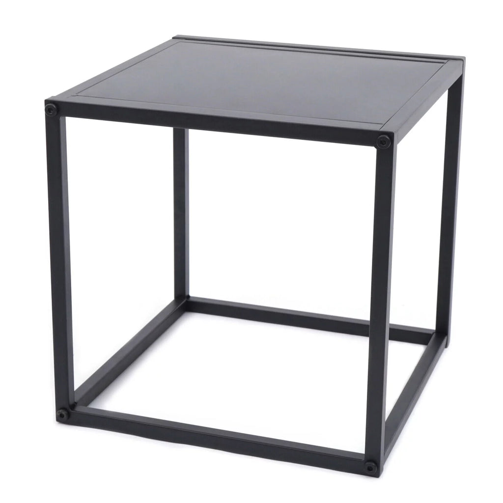 Square Coffee Table End Table Metal Side Table Matt Black R399059