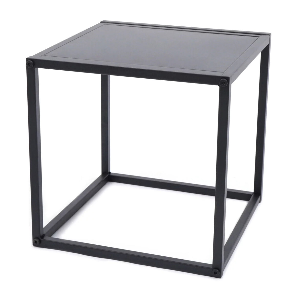 Square Coffee Table End Table Metal Side Table Matt Black R399059