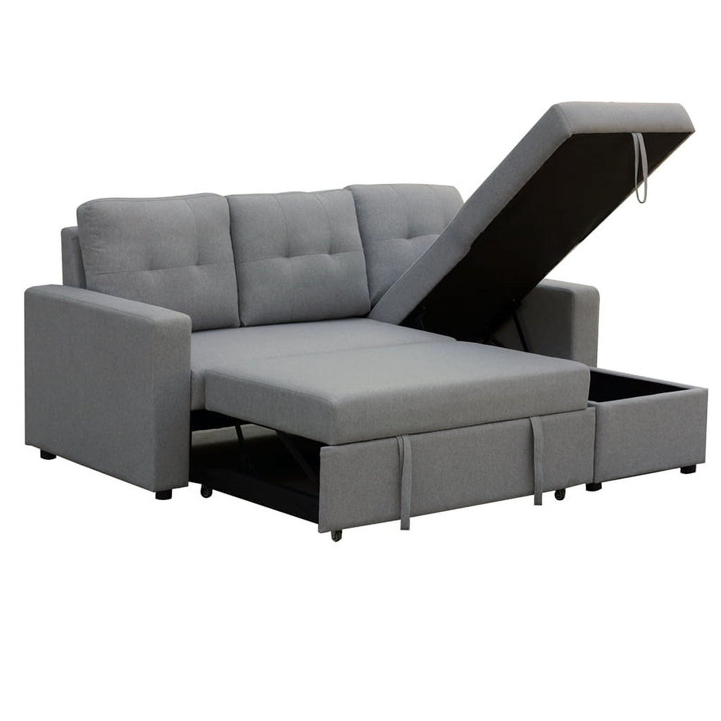 Gray Fabric Reversible Sleeper Sectional D9708