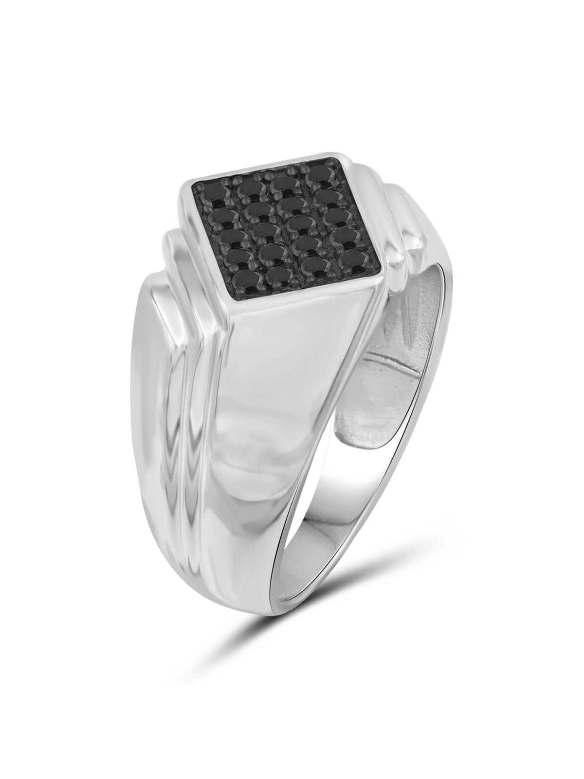 Black Diamond Sterling Silver Ring for Men M741