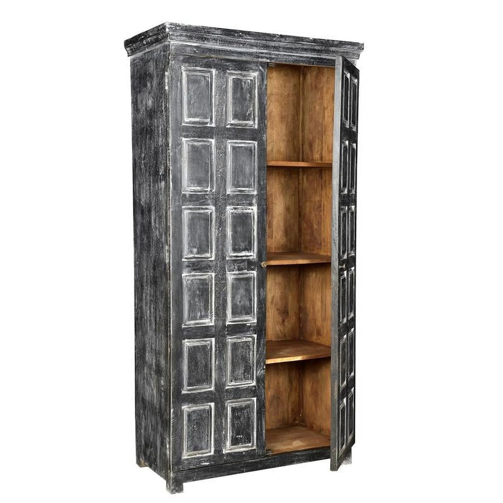 Solid Wood 2 Door Cabinet Distressed Gray P455