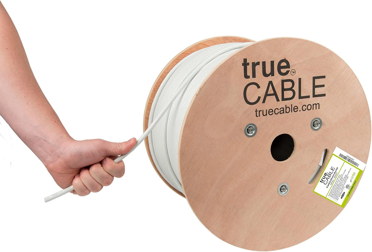 1000ft White 23AWG Solid Bare Copper Cat6A Bulk Ethernet Cable E46821