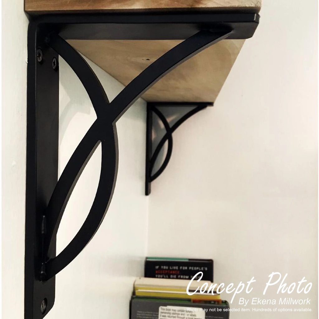 2"W x 12"D x 15"H Powder Coated Black Wrought Iron Bracket I7109