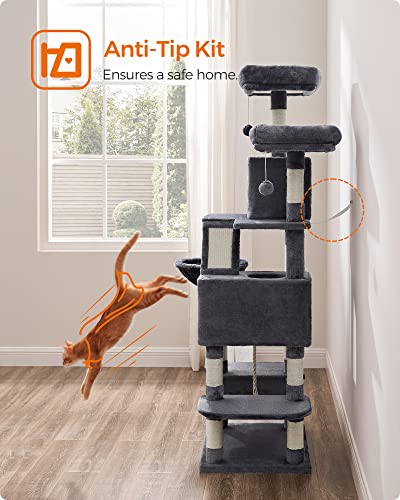 81.1-Inch Multi-Level Plush Cat Tree with Scratching Posts R156