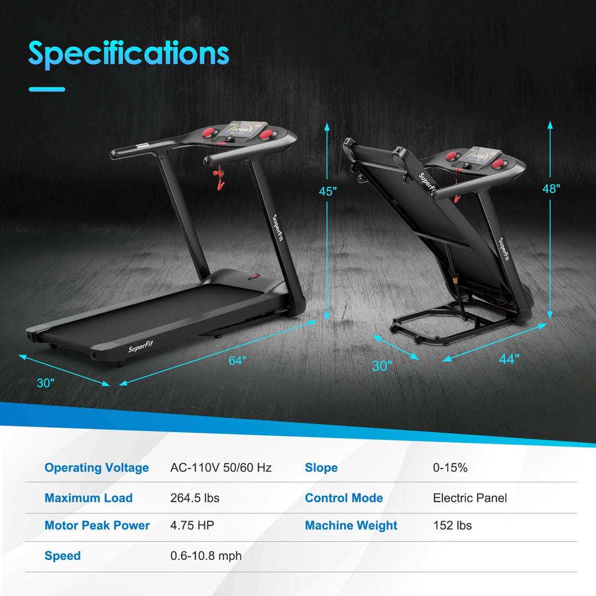 4.75HP Folding Electric Treadmill C578
