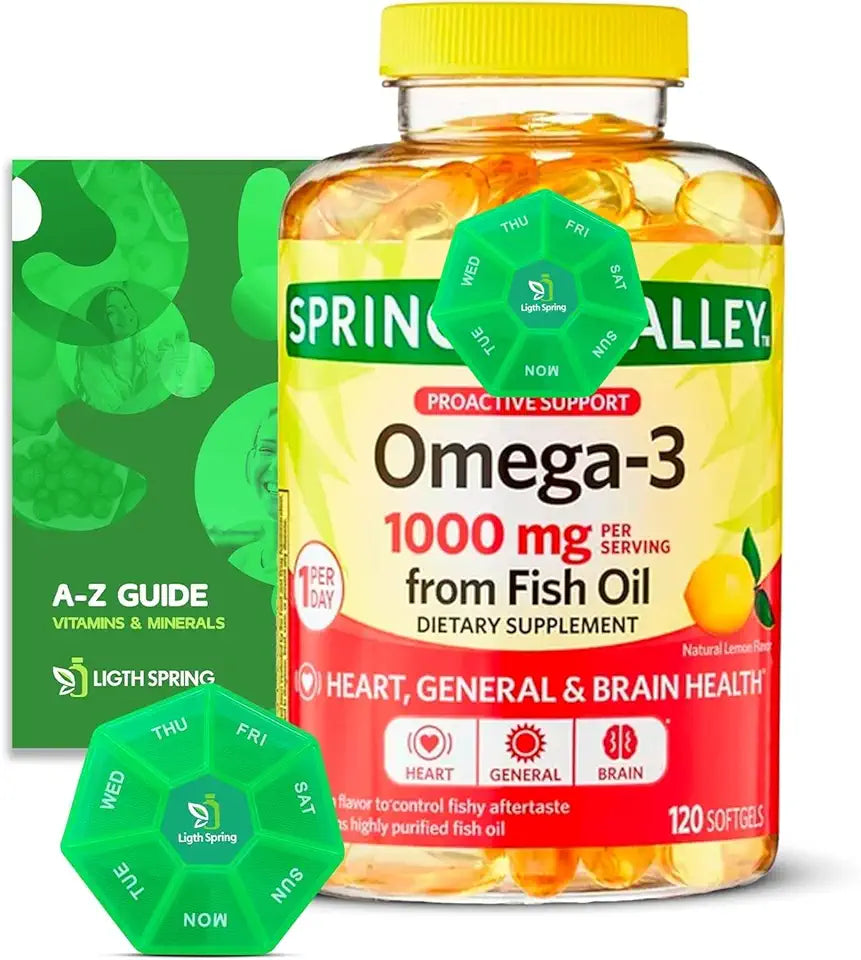 1000mg Omega-3 Fish Oil 120 Softgels with Pill Organizer G804440