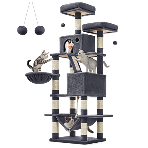 81.1-Inch Multi-Level Plush Cat Tree with Scratching Posts R156